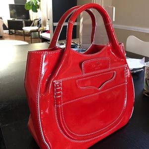 Kate Spade Red Patent Leather Bucket Bag